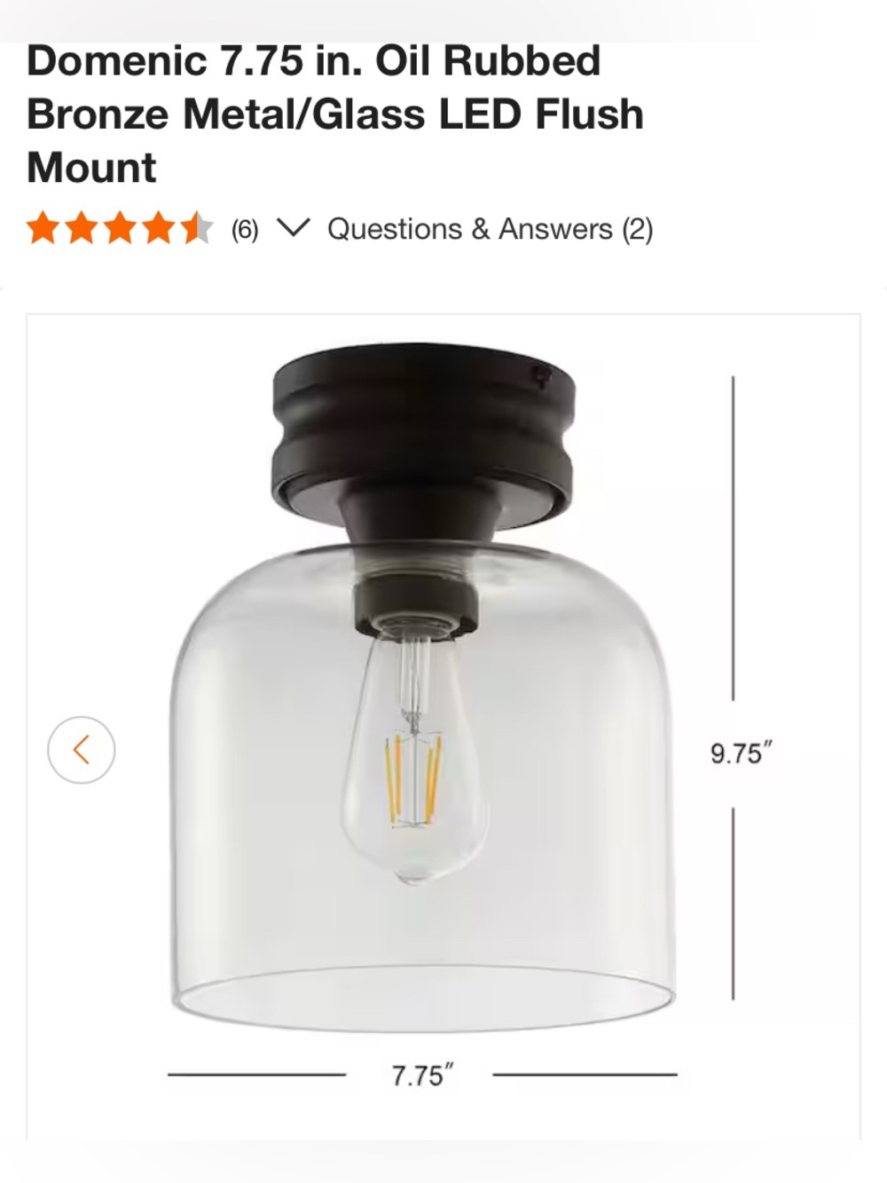 Oil Rubbed Bronze Lantern Flush Mount with Clear Glass Shade
